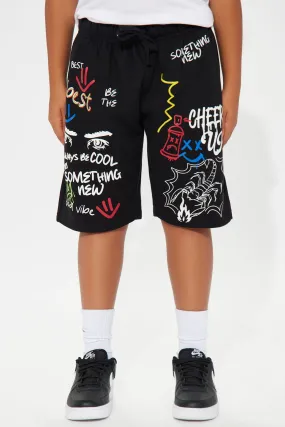 Mini Got A Lot To Say Fleece Shorts - Black/combo