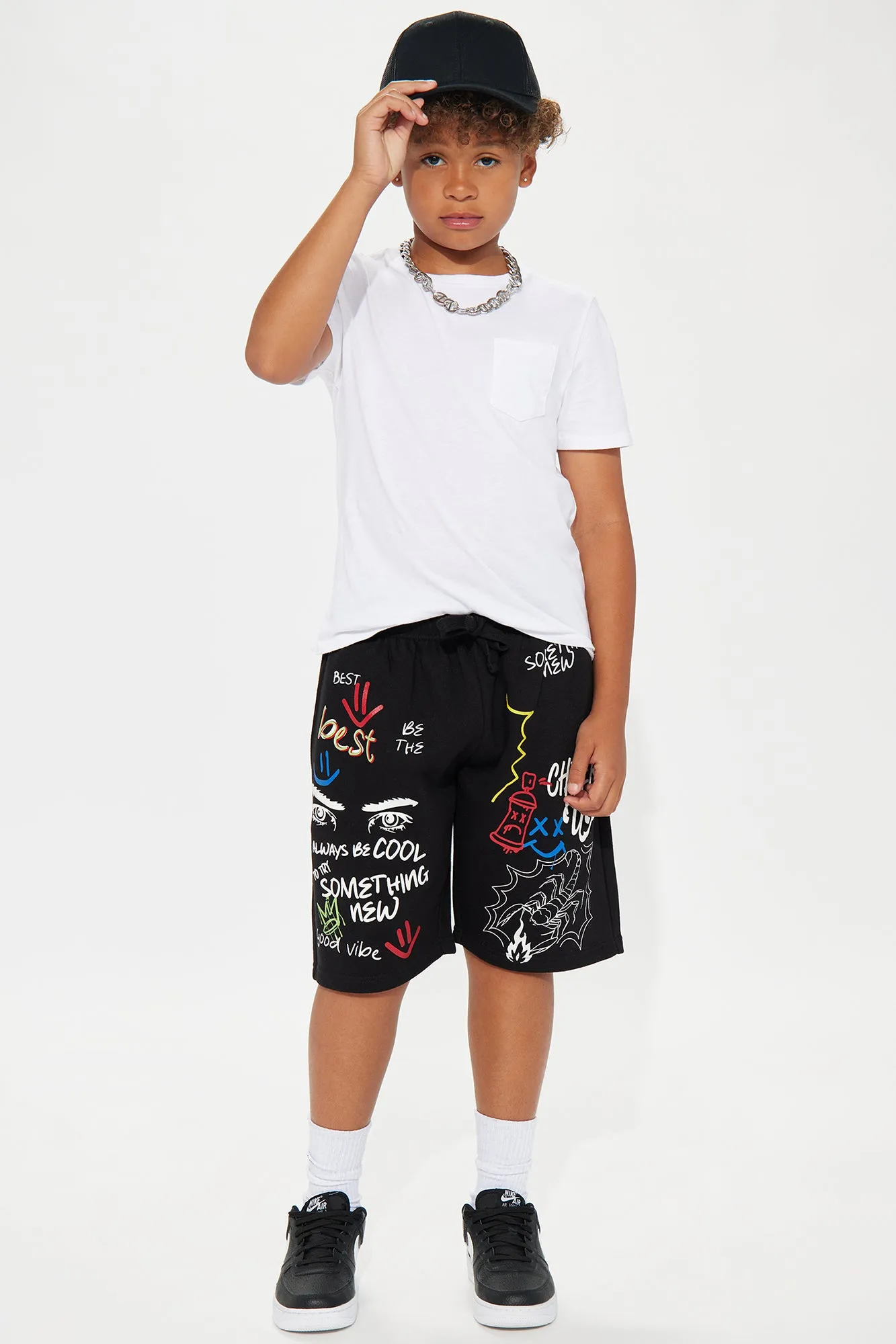 Mini Got A Lot To Say Fleece Shorts - Black/combo