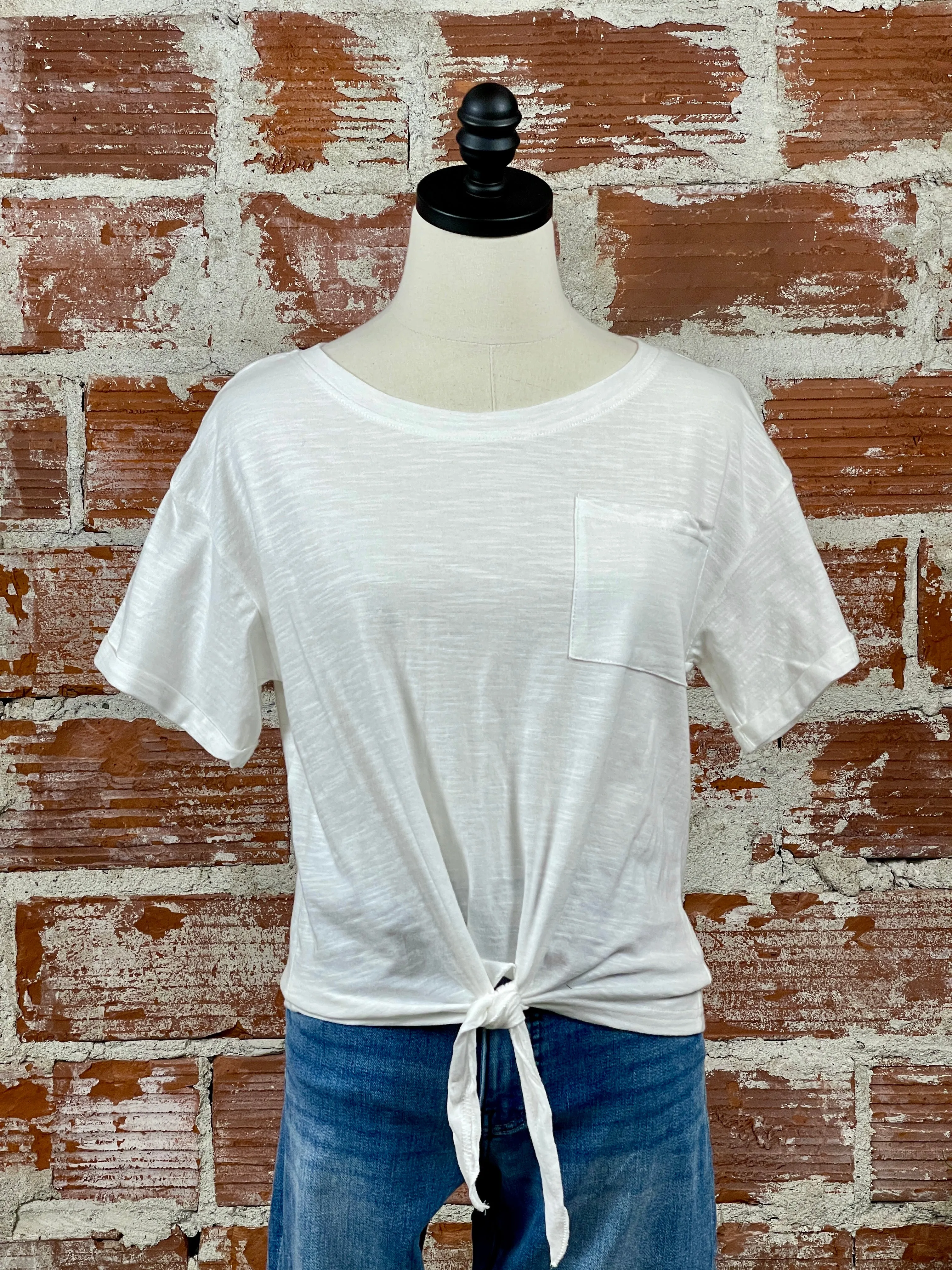 Molly Bracken Tie Front Tee in White