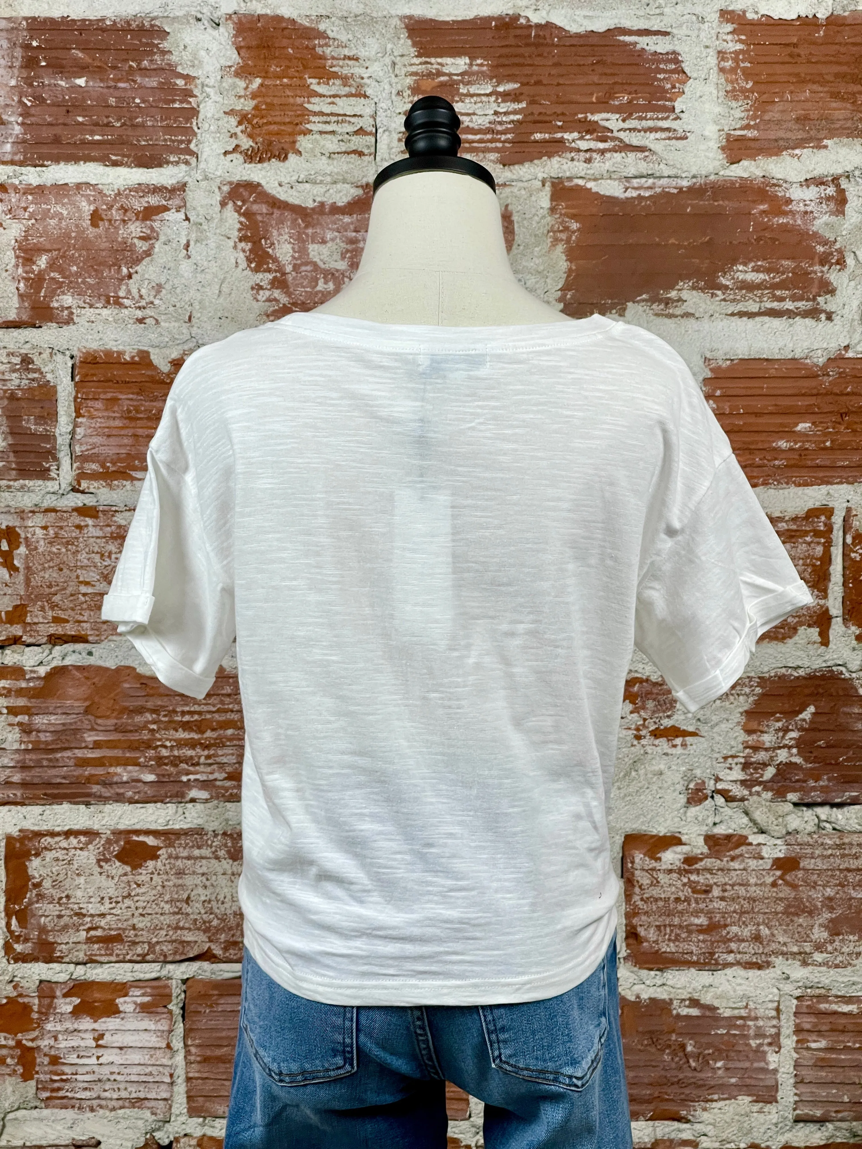 Molly Bracken Tie Front Tee in White