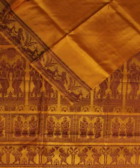 Mustard handwoven baluchari silk saree