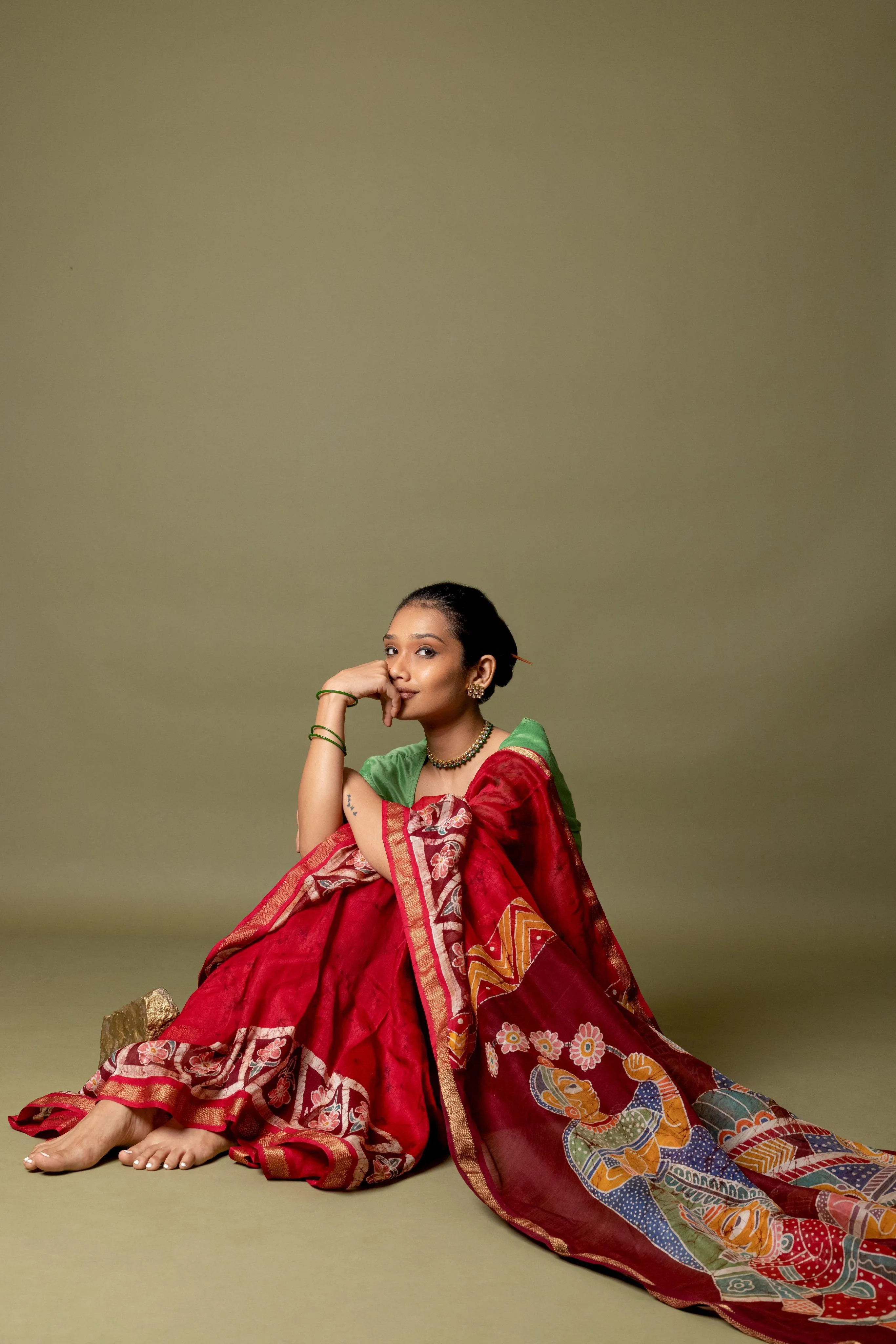 Narmada -Dulhan Batik Phad Maheswari saree