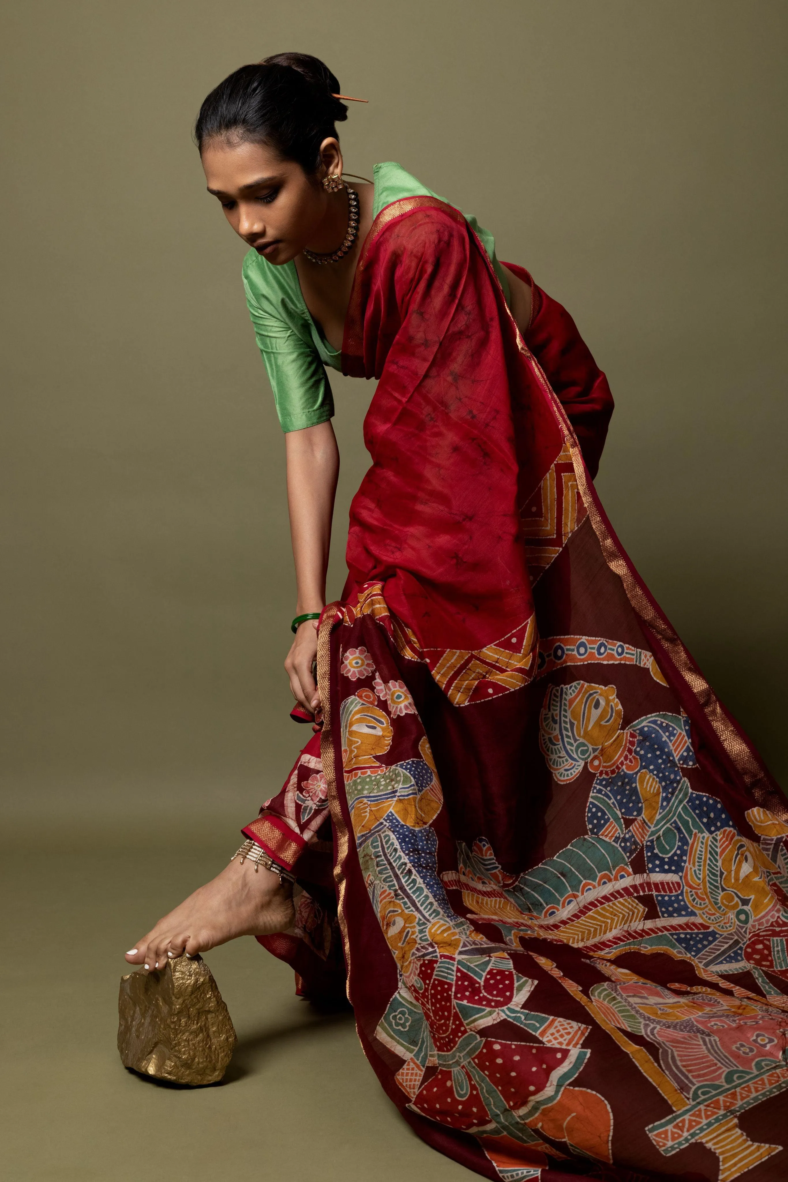 Narmada -Dulhan Batik Phad Maheswari saree