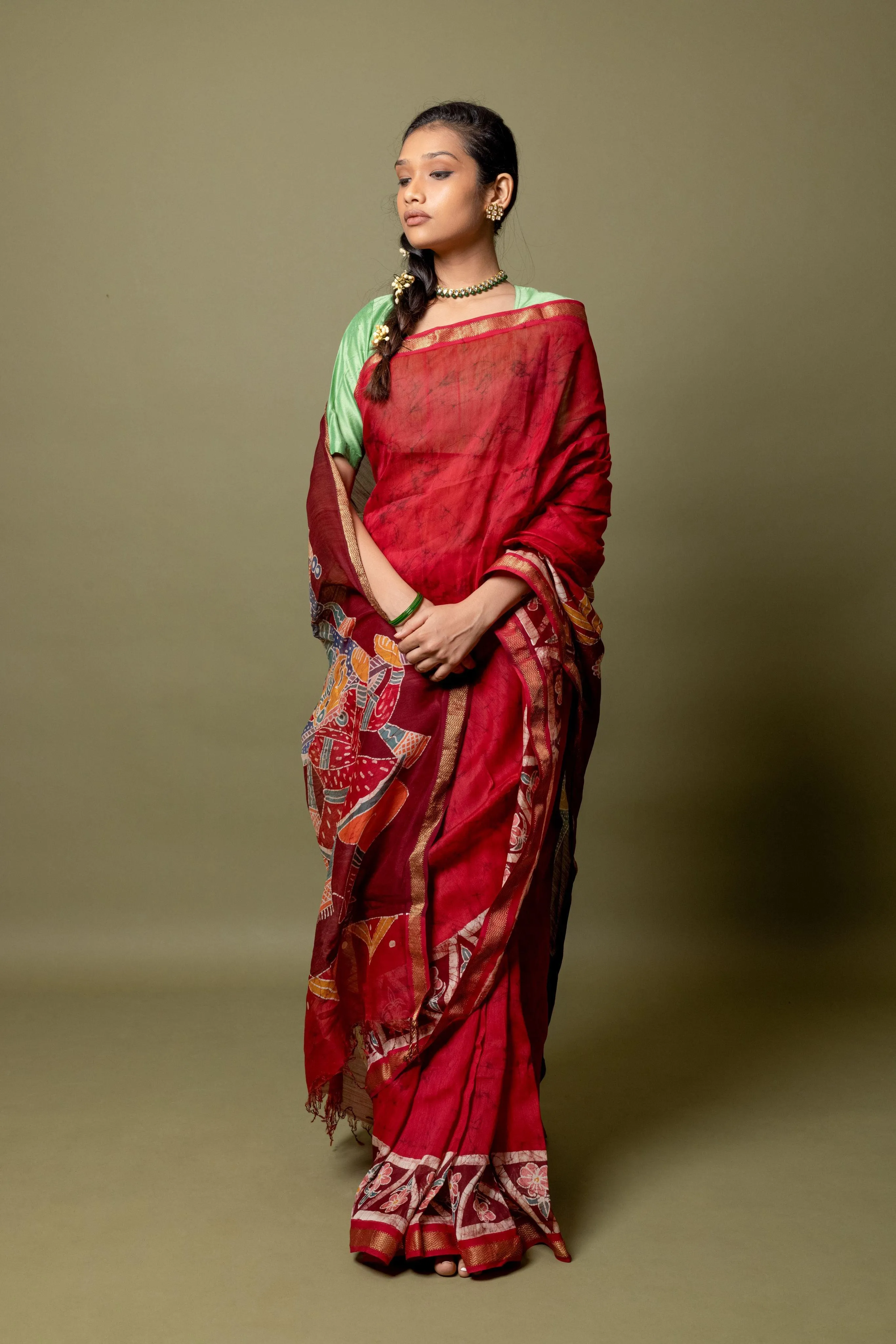 Narmada -Dulhan Batik Phad Maheswari saree