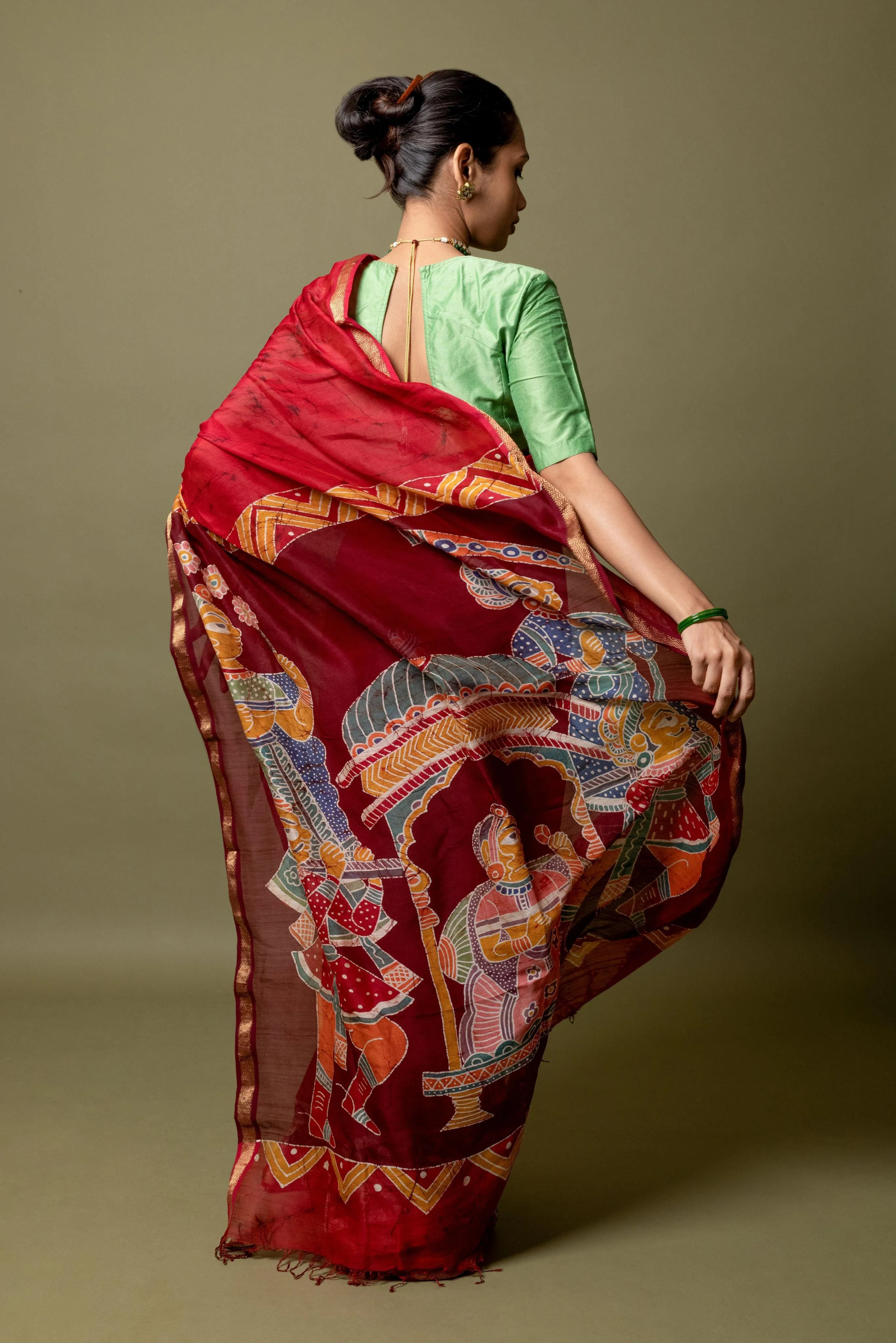 Narmada -Dulhan Batik Phad Maheswari saree