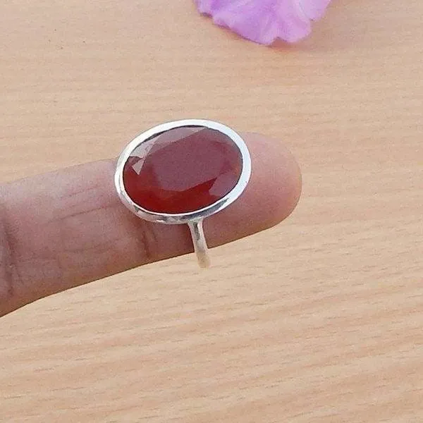 Natural Orange Carnelian Gemstone 925 Sterling Silver Ring, 22K Yellow Gold Filled, 22K Rose Gold Filled Ring