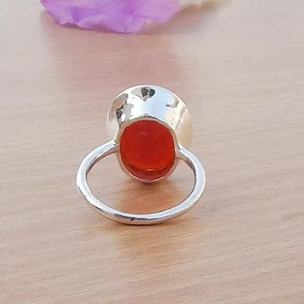 Natural Orange Carnelian Gemstone 925 Sterling Silver Ring, 22K Yellow Gold Filled, 22K Rose Gold Filled Ring