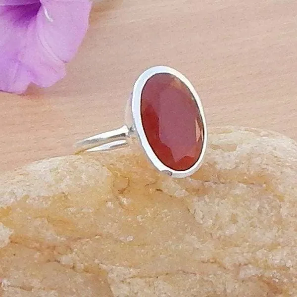 Natural Orange Carnelian Gemstone 925 Sterling Silver Ring, 22K Yellow Gold Filled, 22K Rose Gold Filled Ring