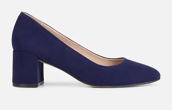 Naturalizer Rebecca Haven Blue Suede Pointed Toe Block Heeled Slip On Pumps