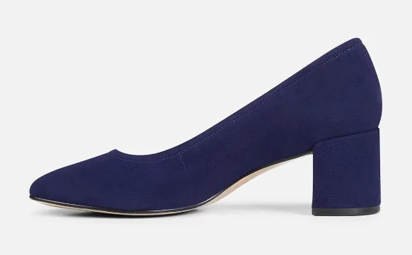 Naturalizer Rebecca Haven Blue Suede Pointed Toe Block Heeled Slip On Pumps