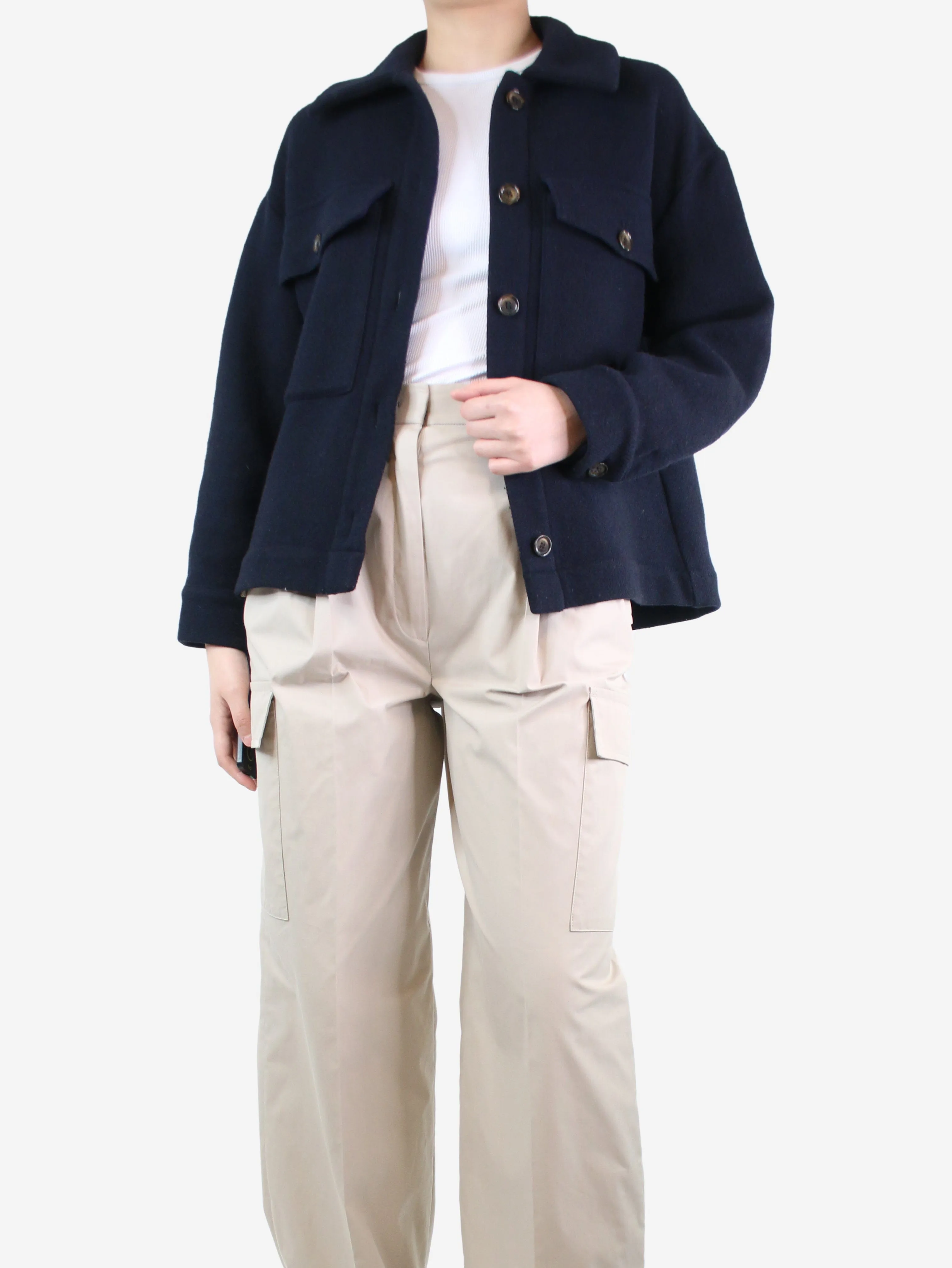 Navy wool-mix shacket - size FR 38