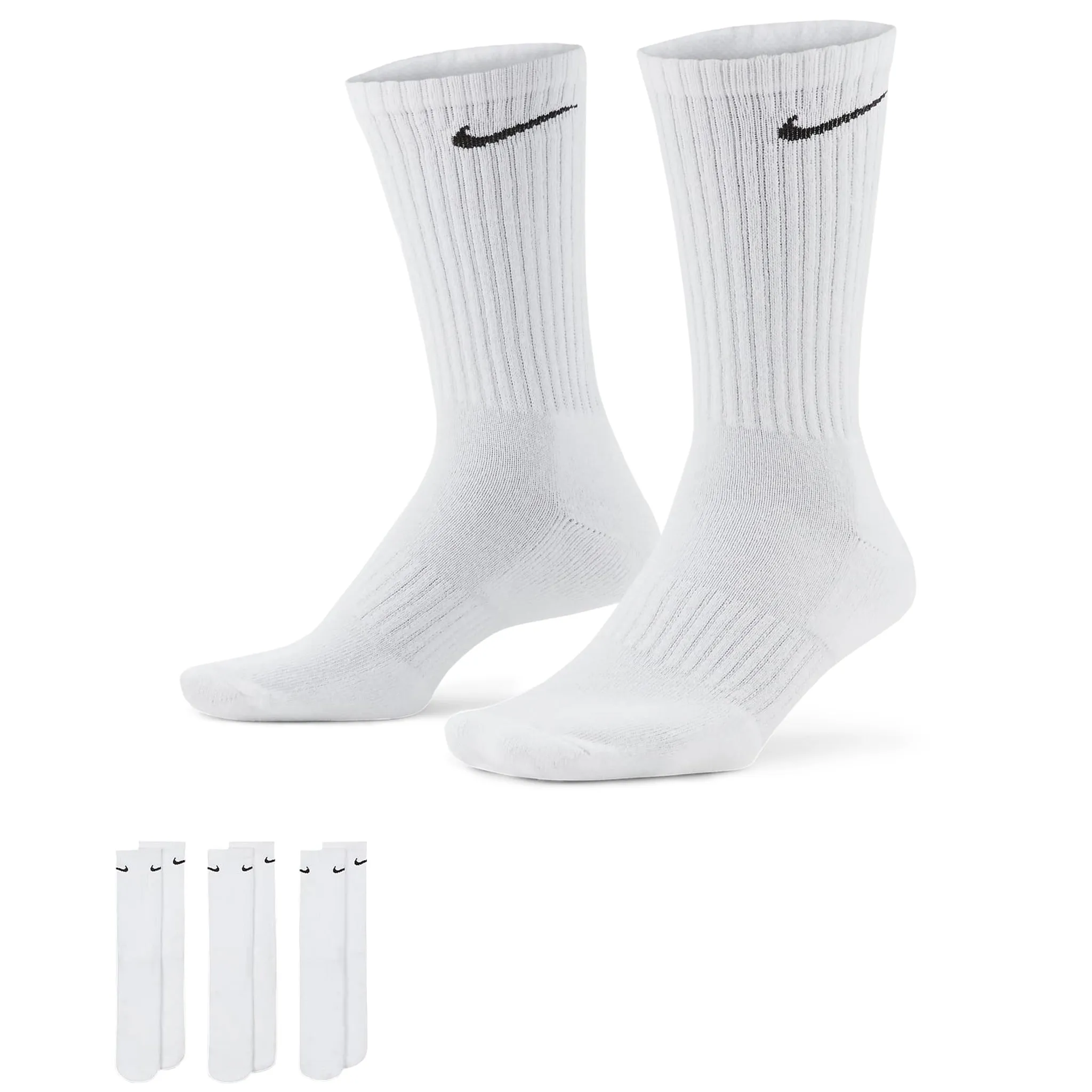 Nike Everyday Lightweight Training White Crew Socks - 3 Pairs