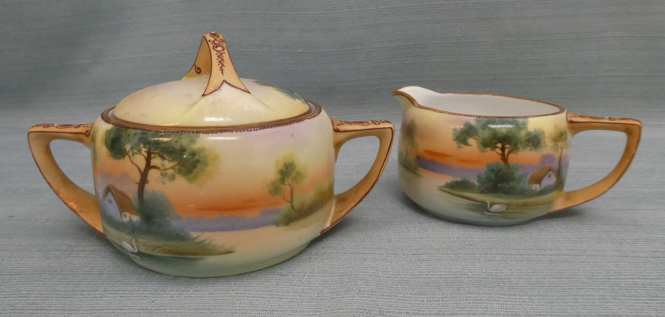 Nippon Lake Cottage Sugar and Creamer