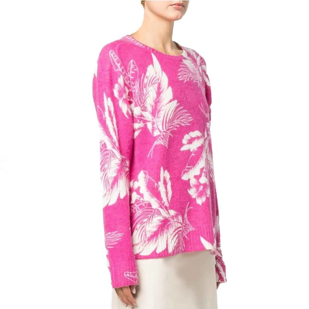 No. 21 Floral Print Long Sleeve Pullover Sweater