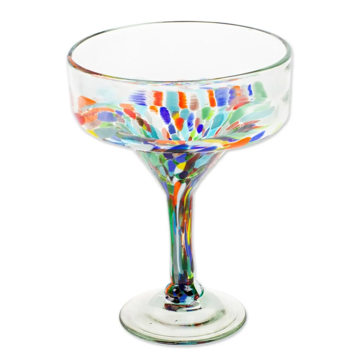 Novica Chromatic Finesse Handblown Margarita Glasses (Set Of 4)