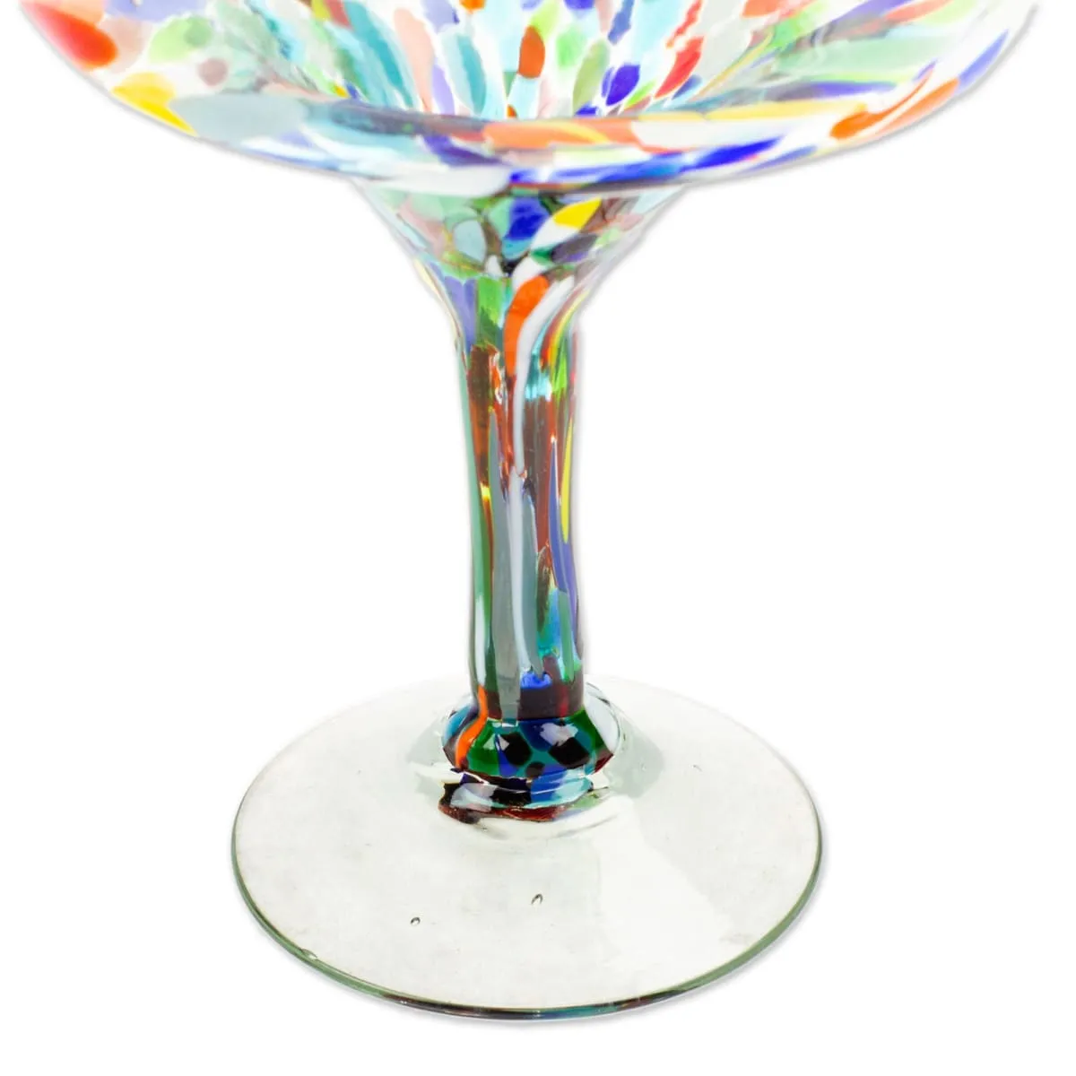 Novica Chromatic Finesse Handblown Margarita Glasses (Set Of 4)