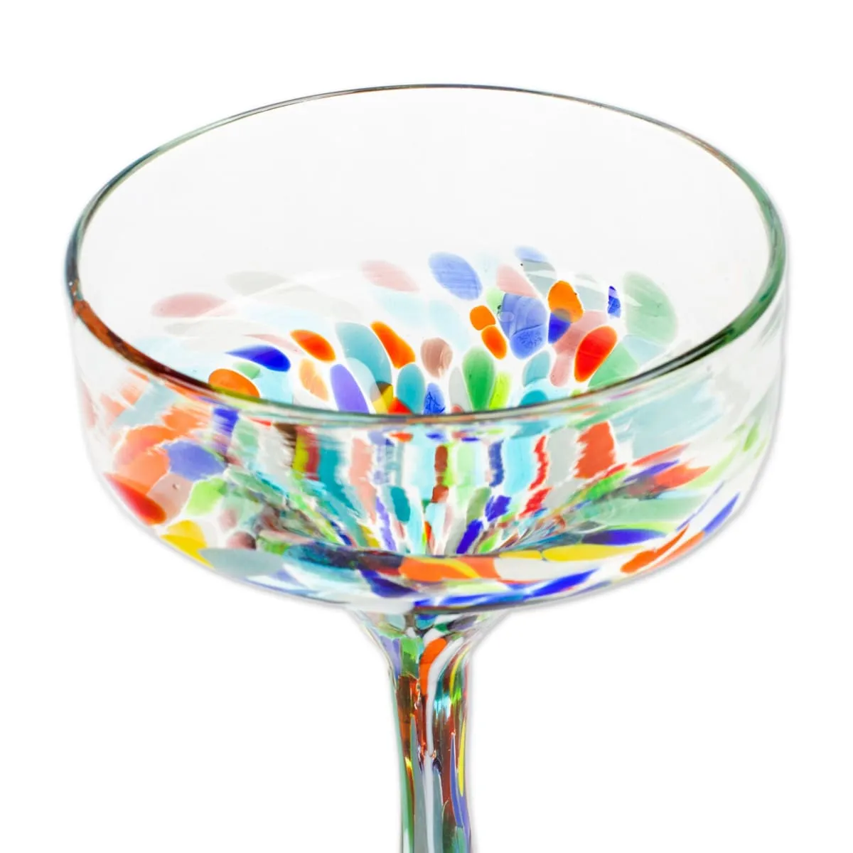 Novica Chromatic Finesse Handblown Margarita Glasses (Set Of 4)