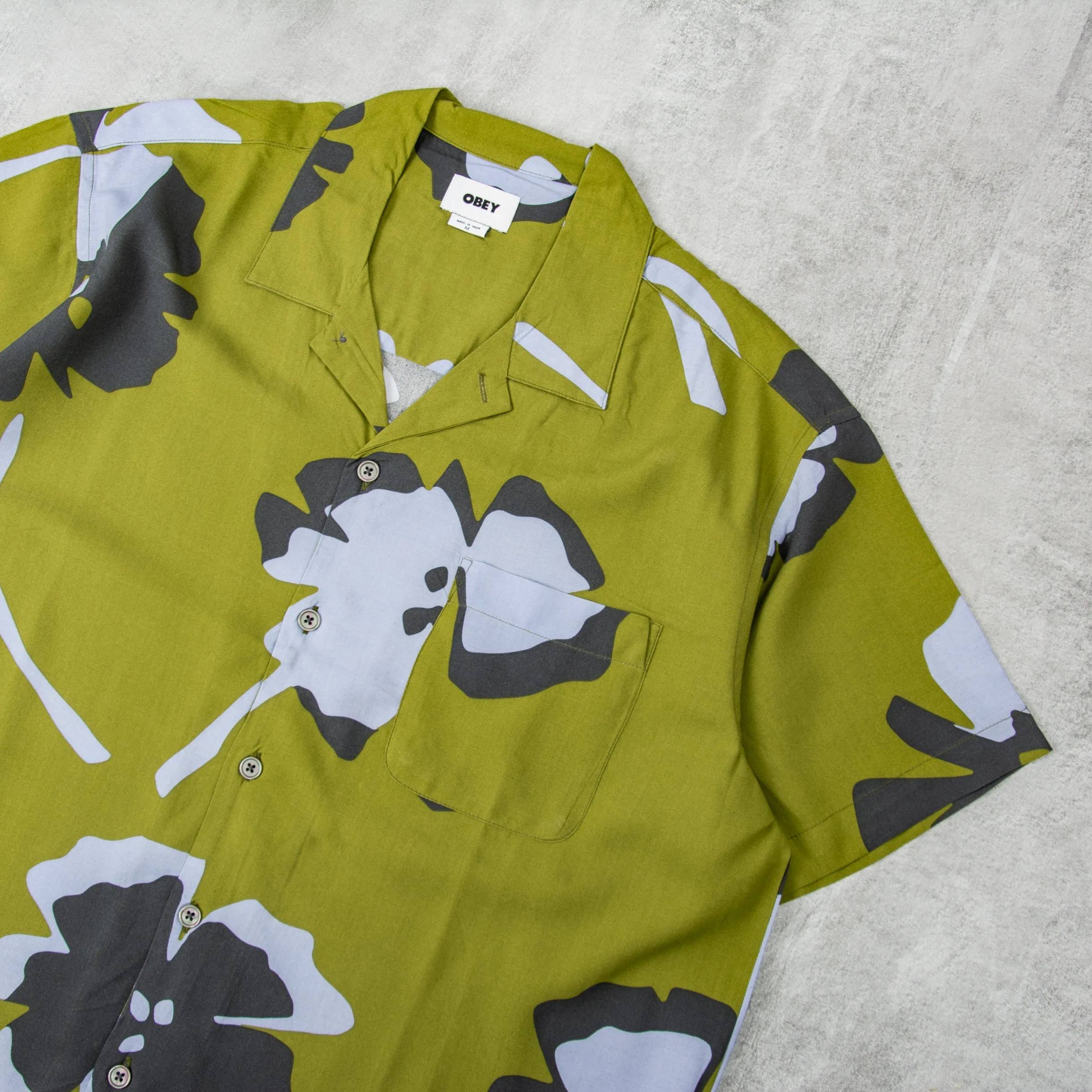 Obey Paper Cuts Woven S/S Shirts - Moss Green