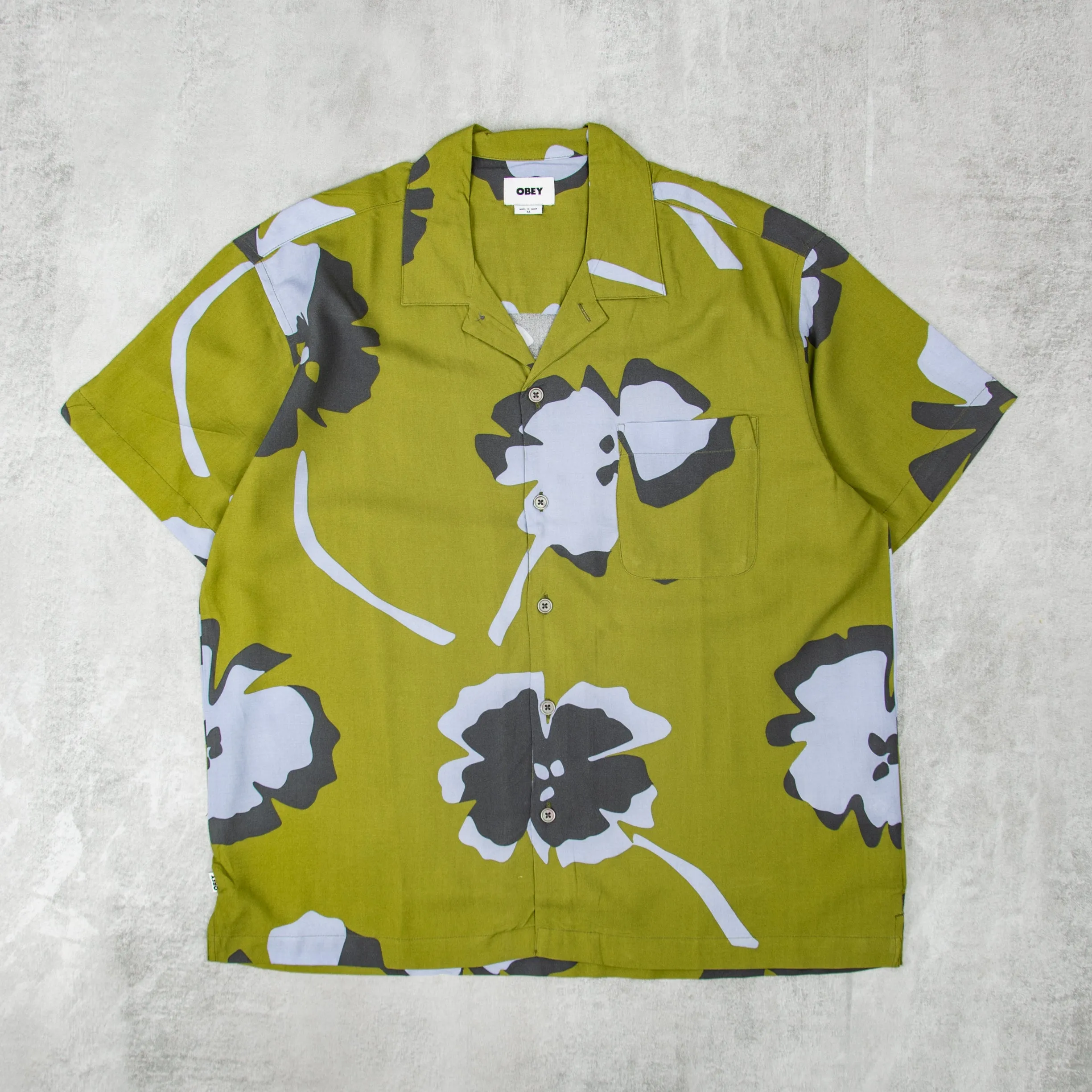 Obey Paper Cuts Woven S/S Shirts - Moss Green