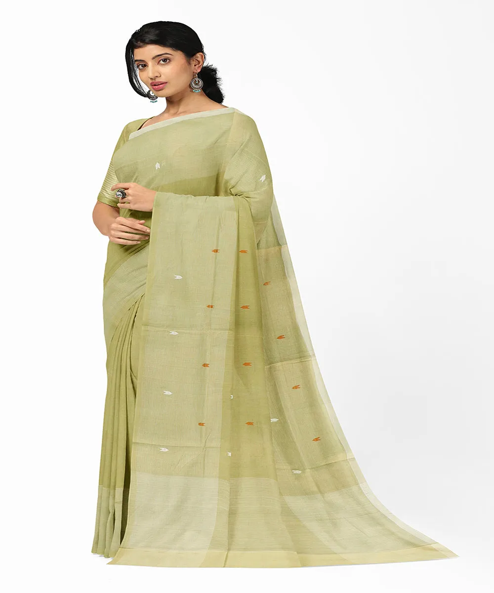 Olive green butta handloom rajahmundry cotton saree