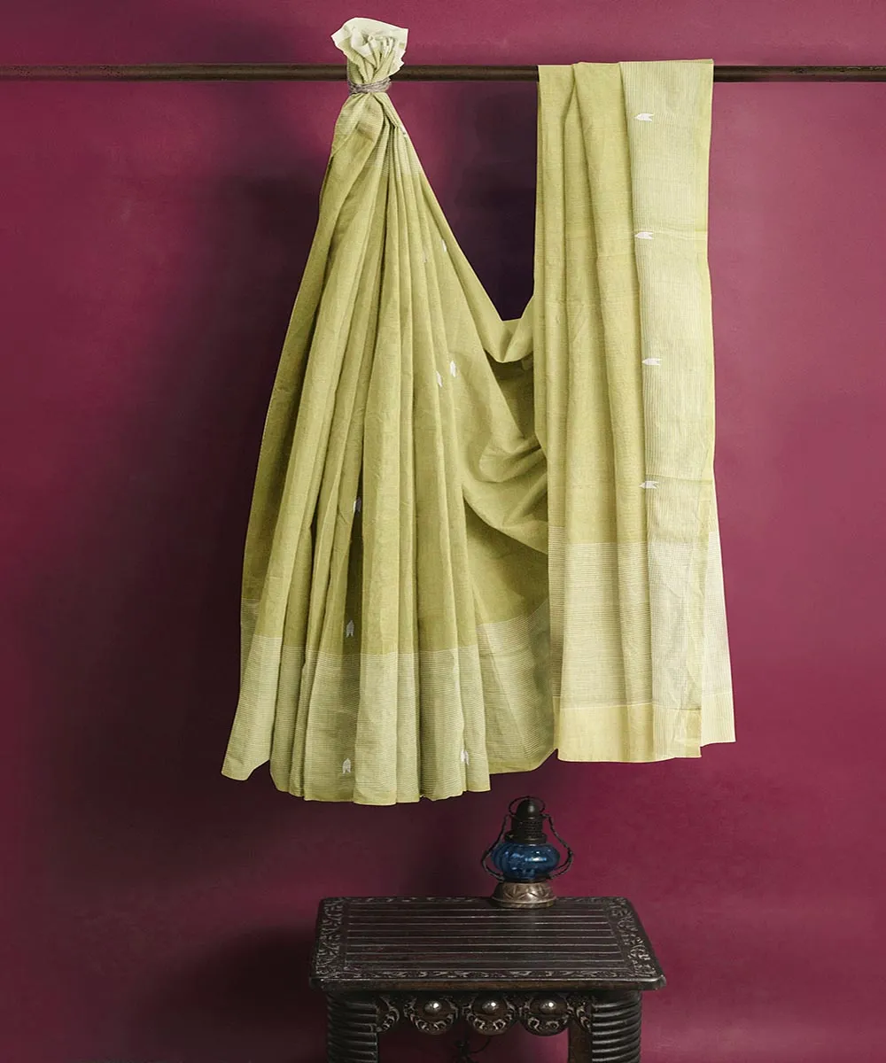 Olive green butta handloom rajahmundry cotton saree