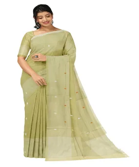 Olive green butta handloom rajahmundry cotton saree