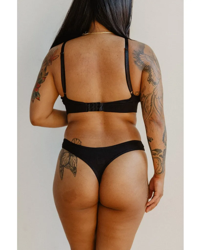 Organic Cotton Classic Thong - Black *ONLY XS   M LEFT - FINAL SALE*