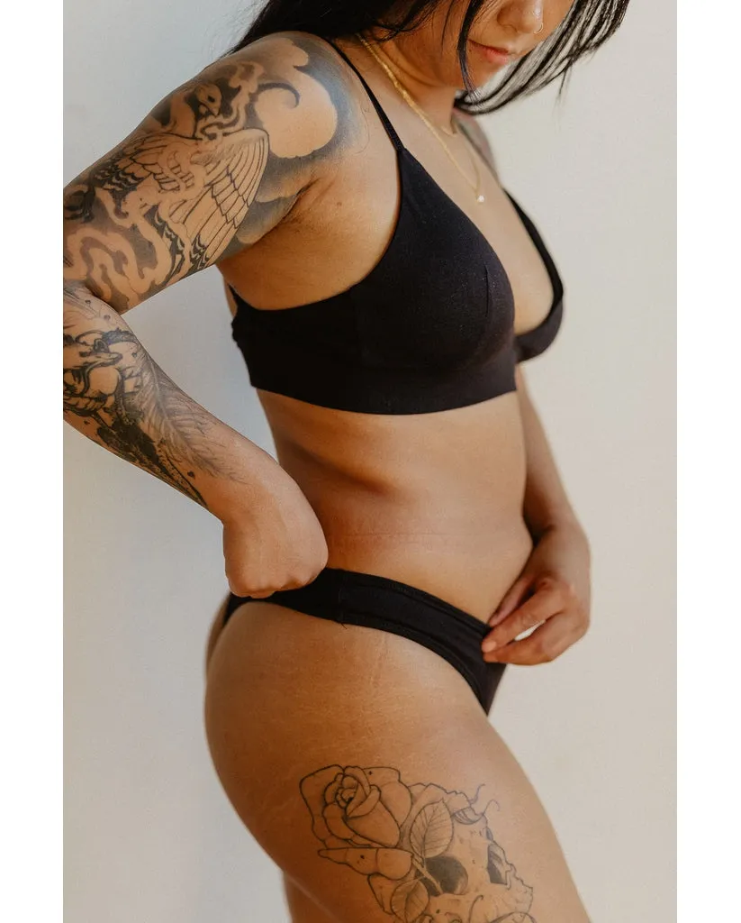 Organic Cotton Classic Thong - Black *ONLY XS   M LEFT - FINAL SALE*