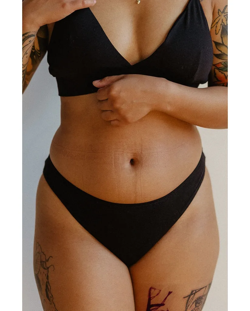 Organic Cotton Classic Thong - Black *ONLY XS   M LEFT - FINAL SALE*