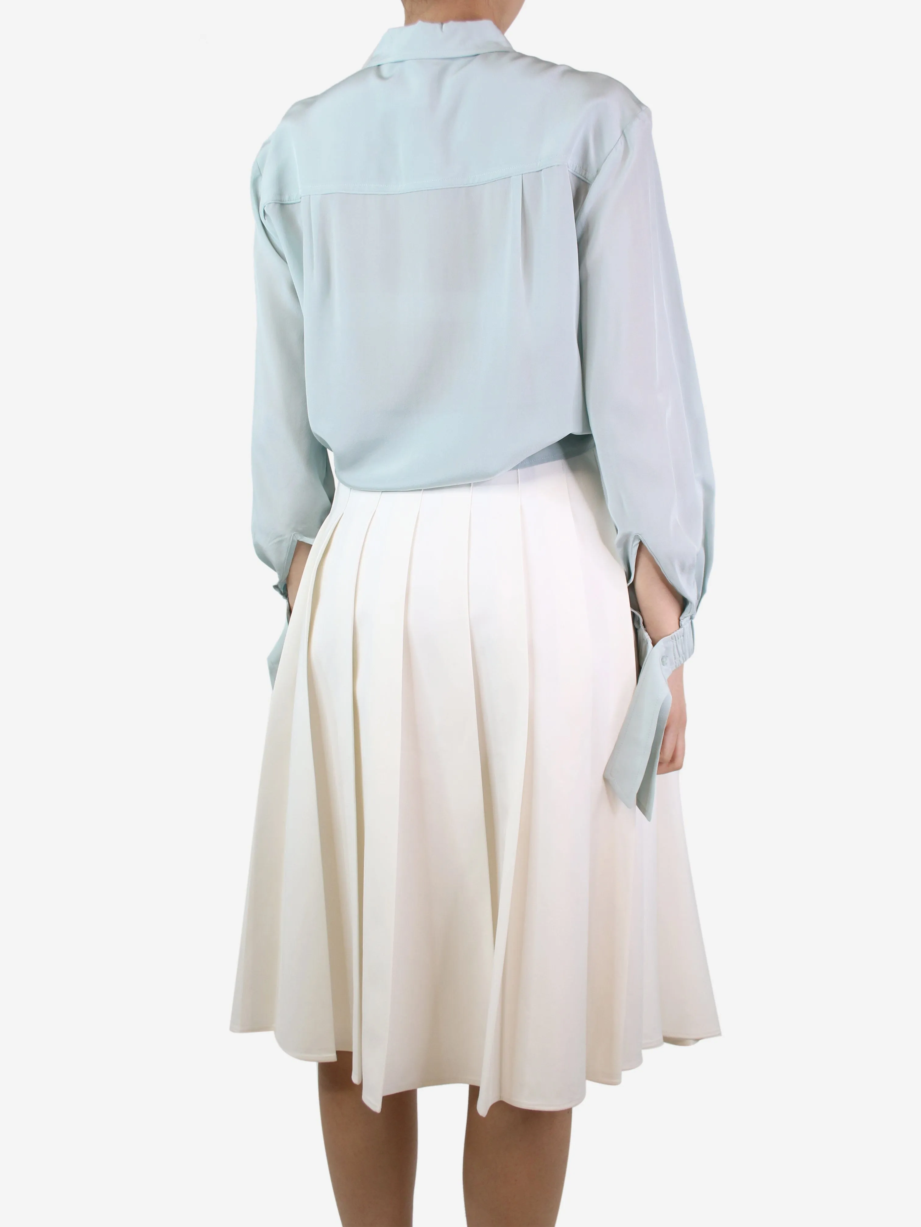 Pale mint silk blouse - size UK 8