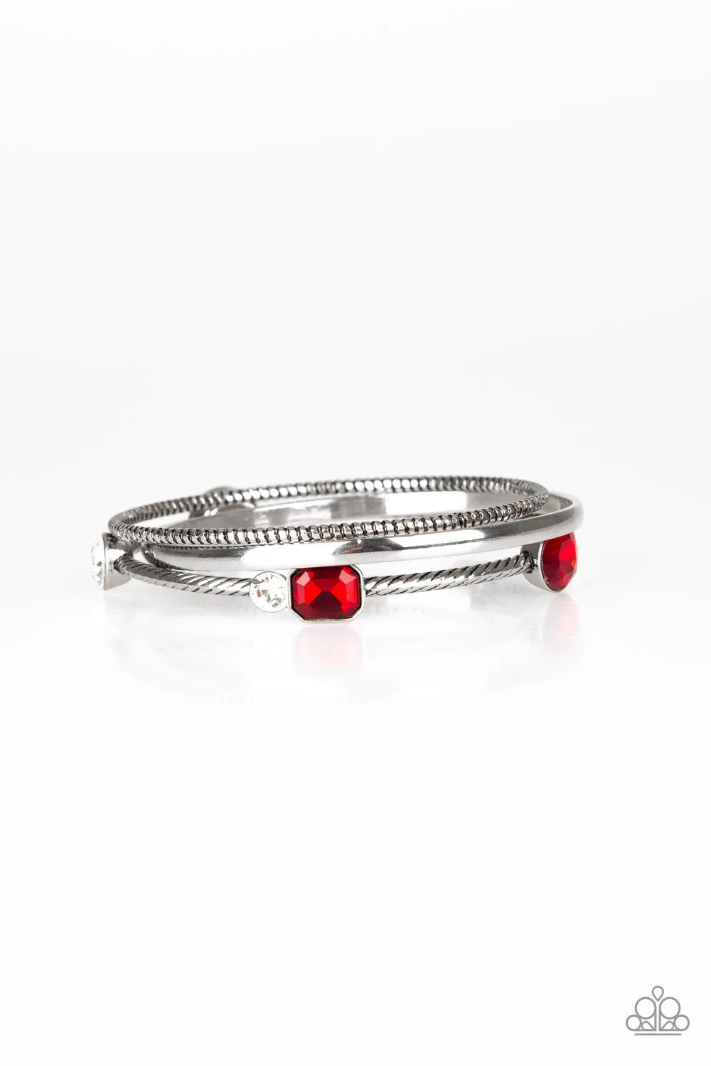 Paparazzi Accessories - City Slicker Sleek -  #B2 Drawer 1/3 Red Bracelet