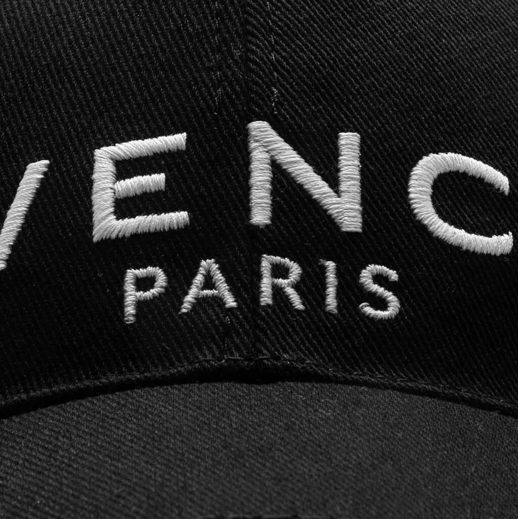 Paris Embroidered Cap - Black