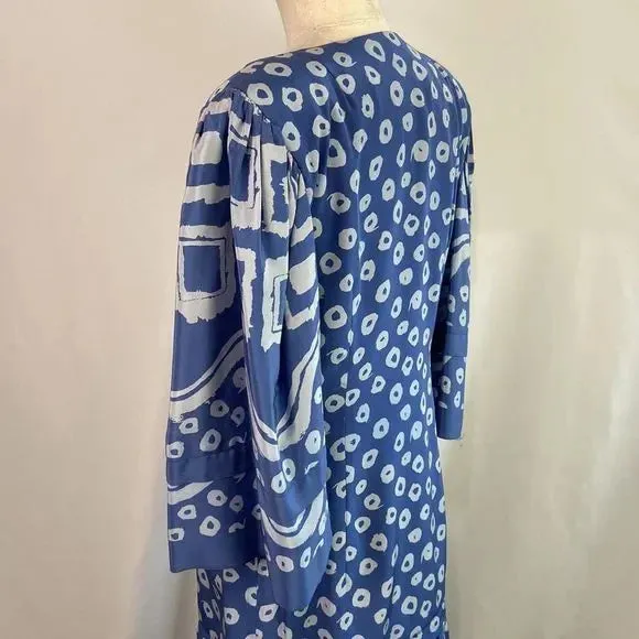 Pauline Trigere Vintage Blue Print 80’s Dress