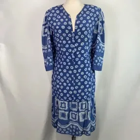 Pauline Trigere Vintage Blue Print 80’s Dress