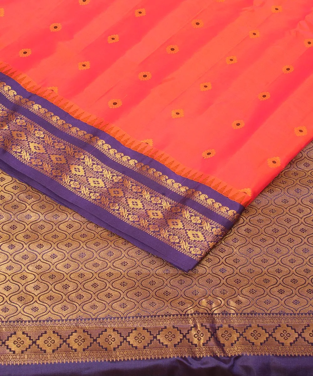 Peach blue handwoven gadwal silk saree