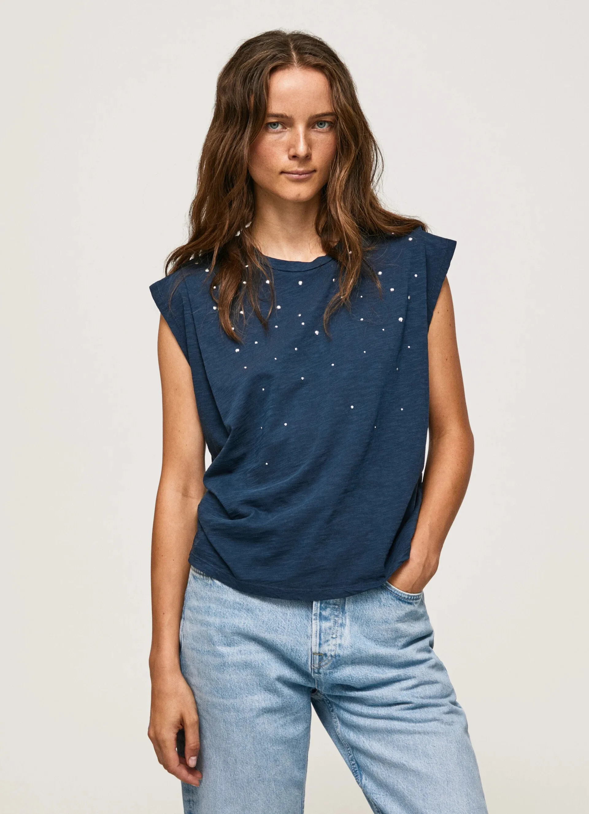 Pepe jeans sleeveless t-shirt with Morgana studs PL505425 594 dulwich 