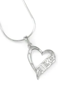 Pi Beta Phi Sterling Silver Heart Pendant with Simulated Diamonds