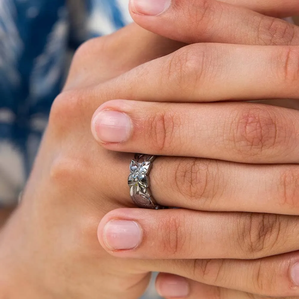 Plumeria Engraved Ring