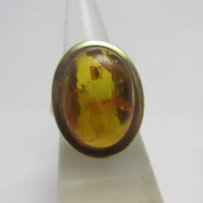 Pollen Filled Amber 8k Gold Ring Vintage c1980