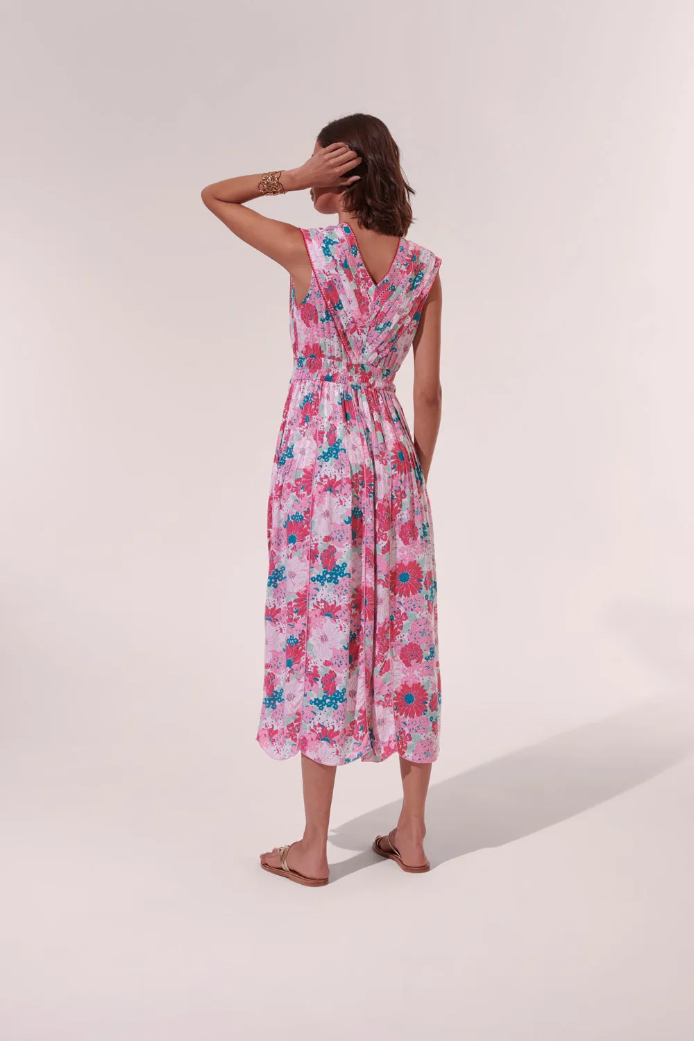 Poupette St. Barth - Long Dress Agnes - Pink Flower Mix