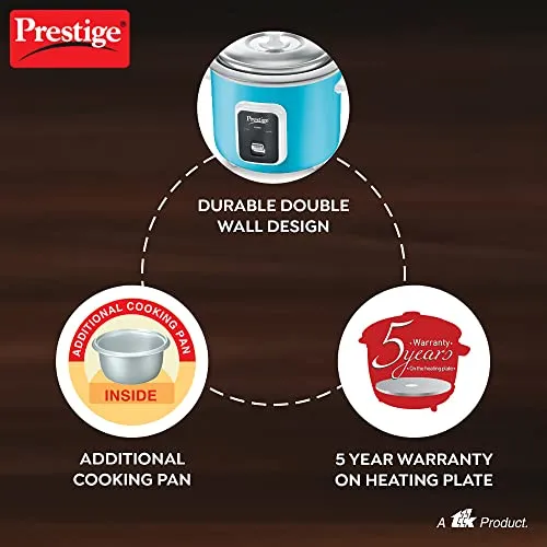 Prestige Delight Smart 1.8-2 Electric Rice Cooker (Blue,1.8 L Open Type, With Aluminium Cooking Pan -2U)