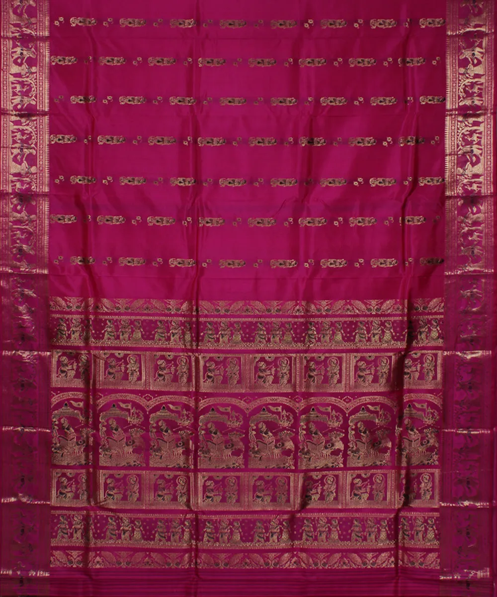 Rani pink handwoven swarnachari baluchari silk saree