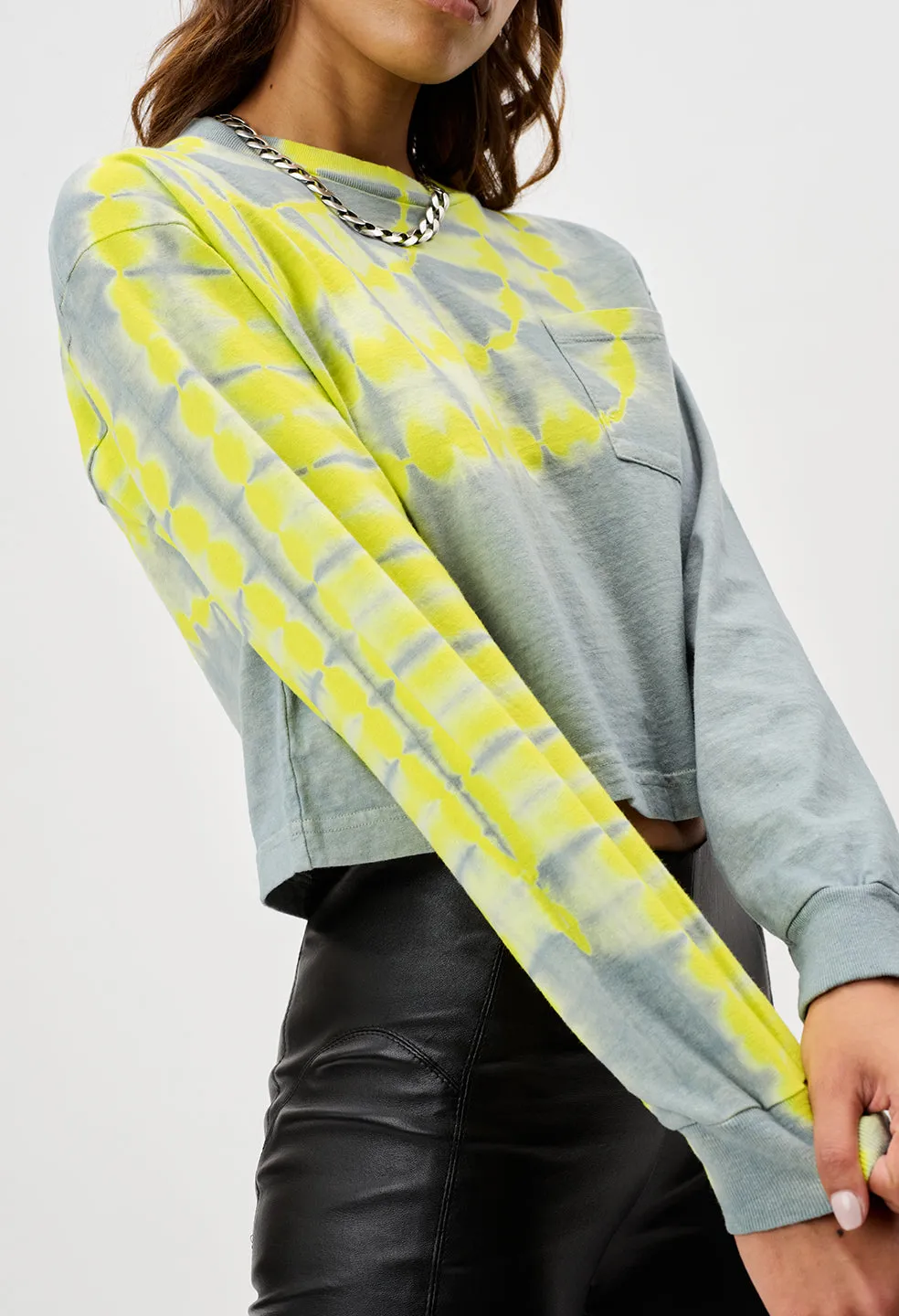 Reconstructed LS Tie Dye Cropped Tee / Jade X Lemon