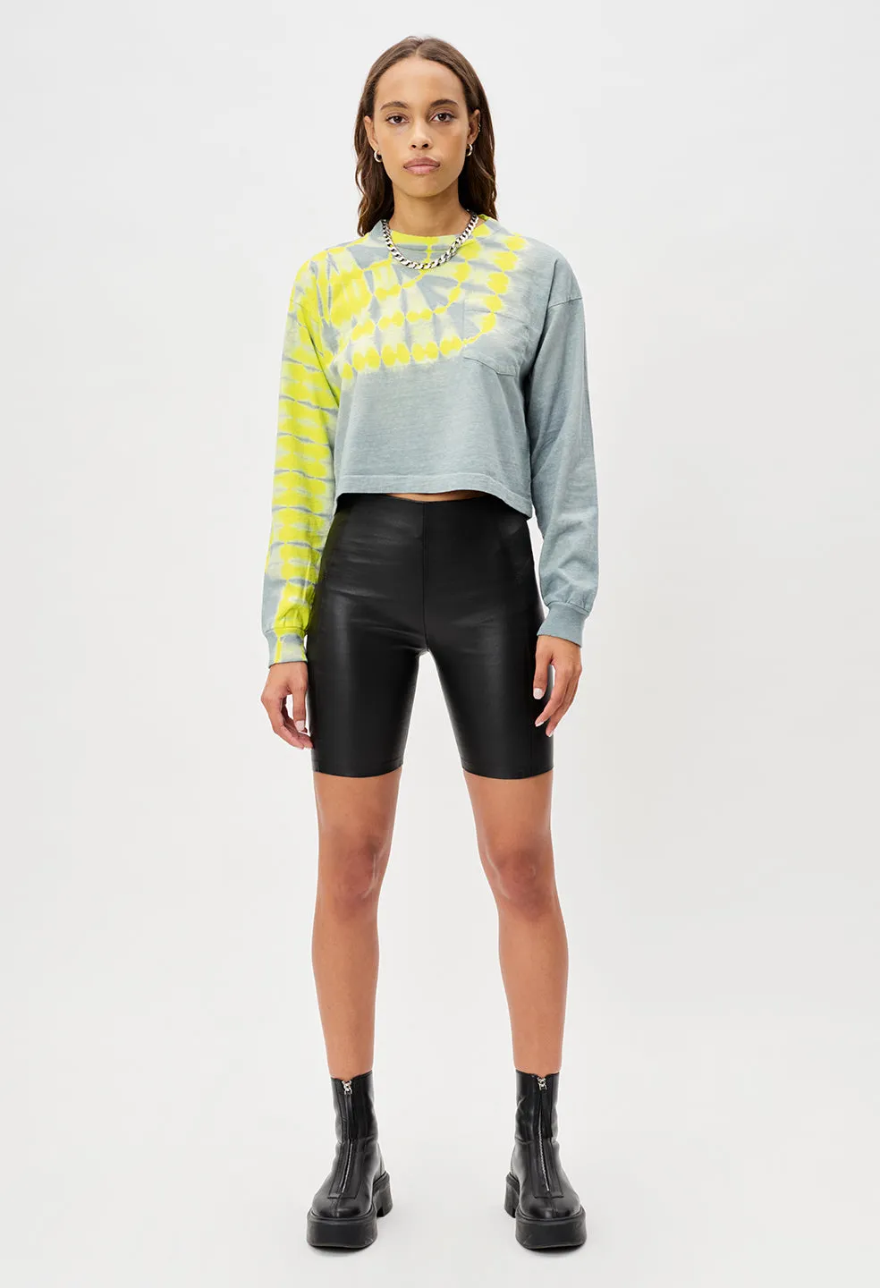 Reconstructed LS Tie Dye Cropped Tee / Jade X Lemon