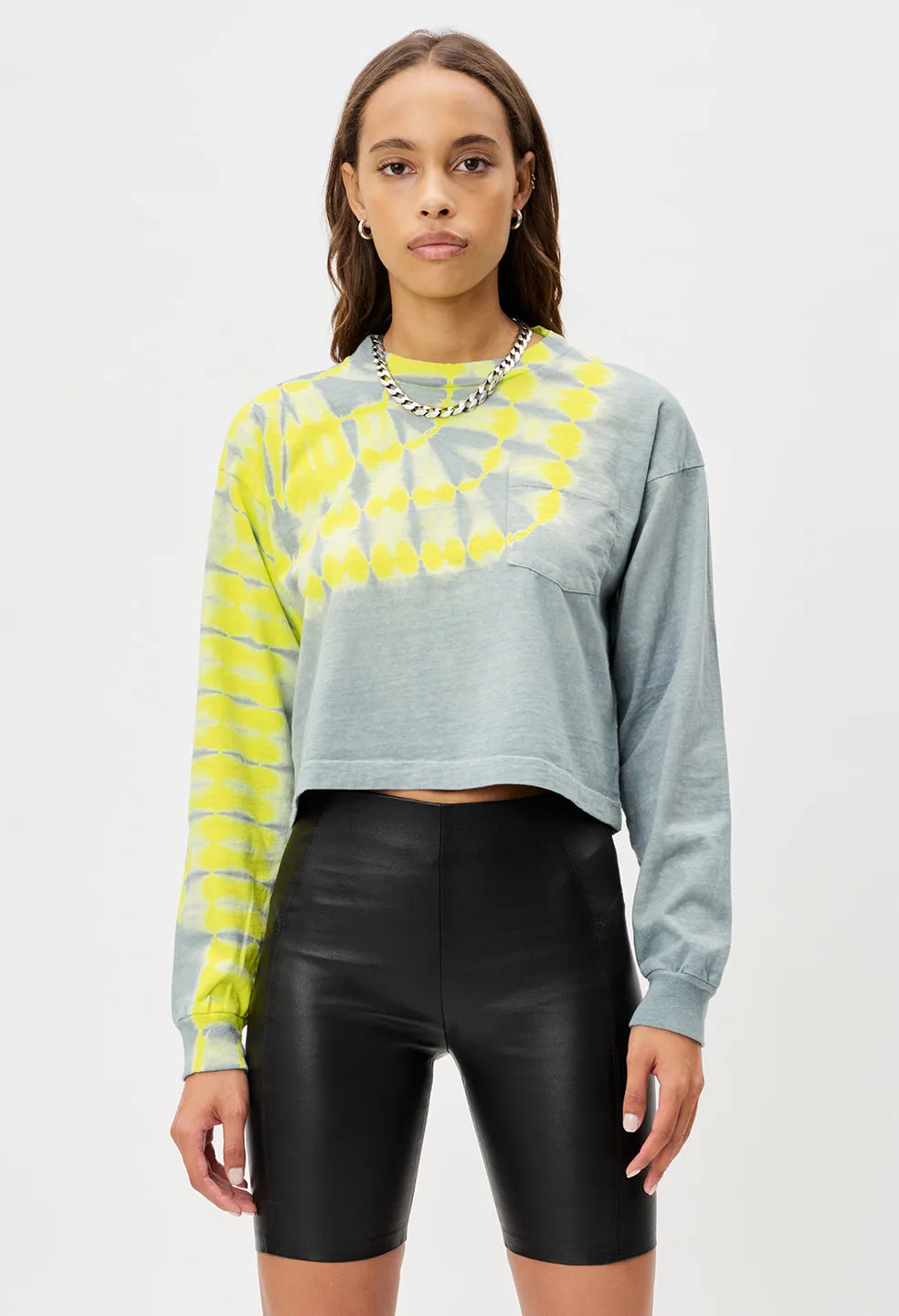 Reconstructed LS Tie Dye Cropped Tee / Jade X Lemon