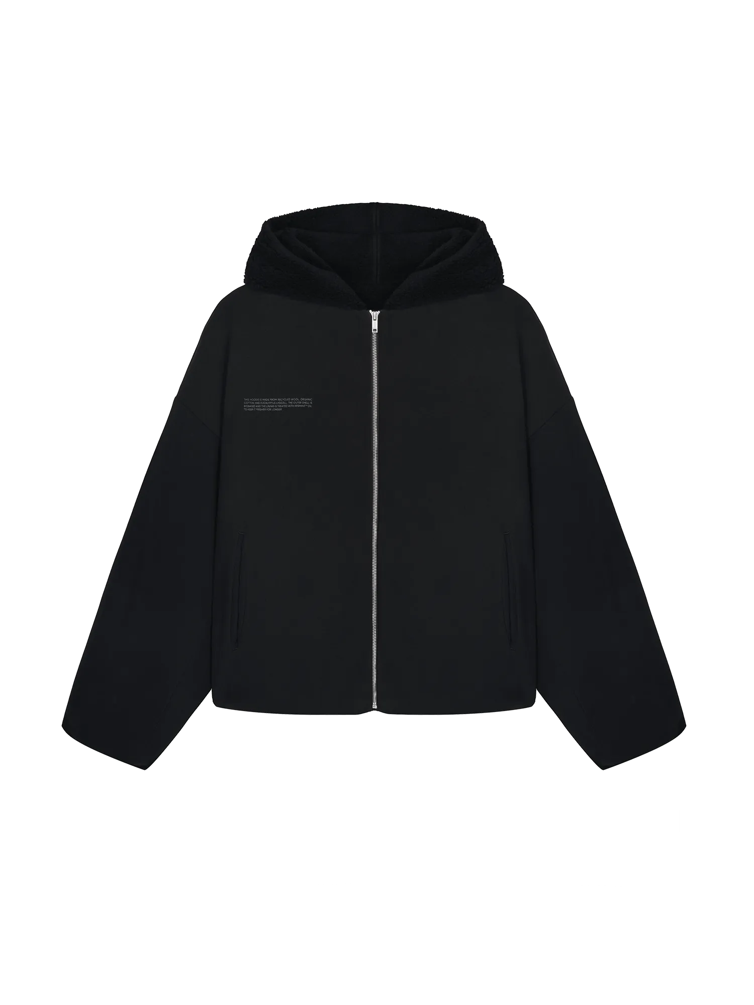 Recycled Wool Fleece Reversible Bomber Jacket—black