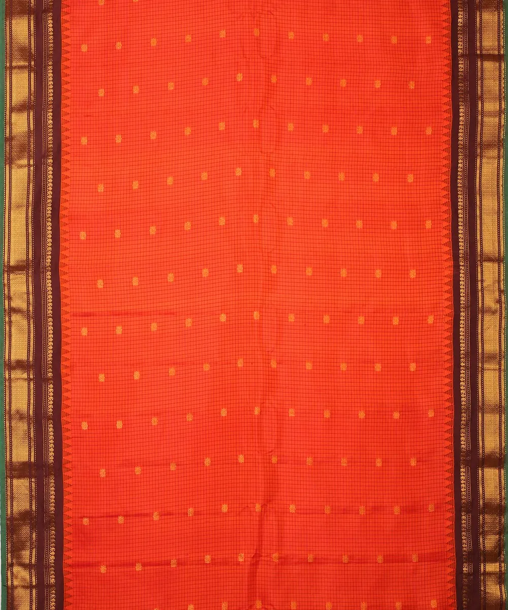 Red dark blue handwoven gadwal silk saree