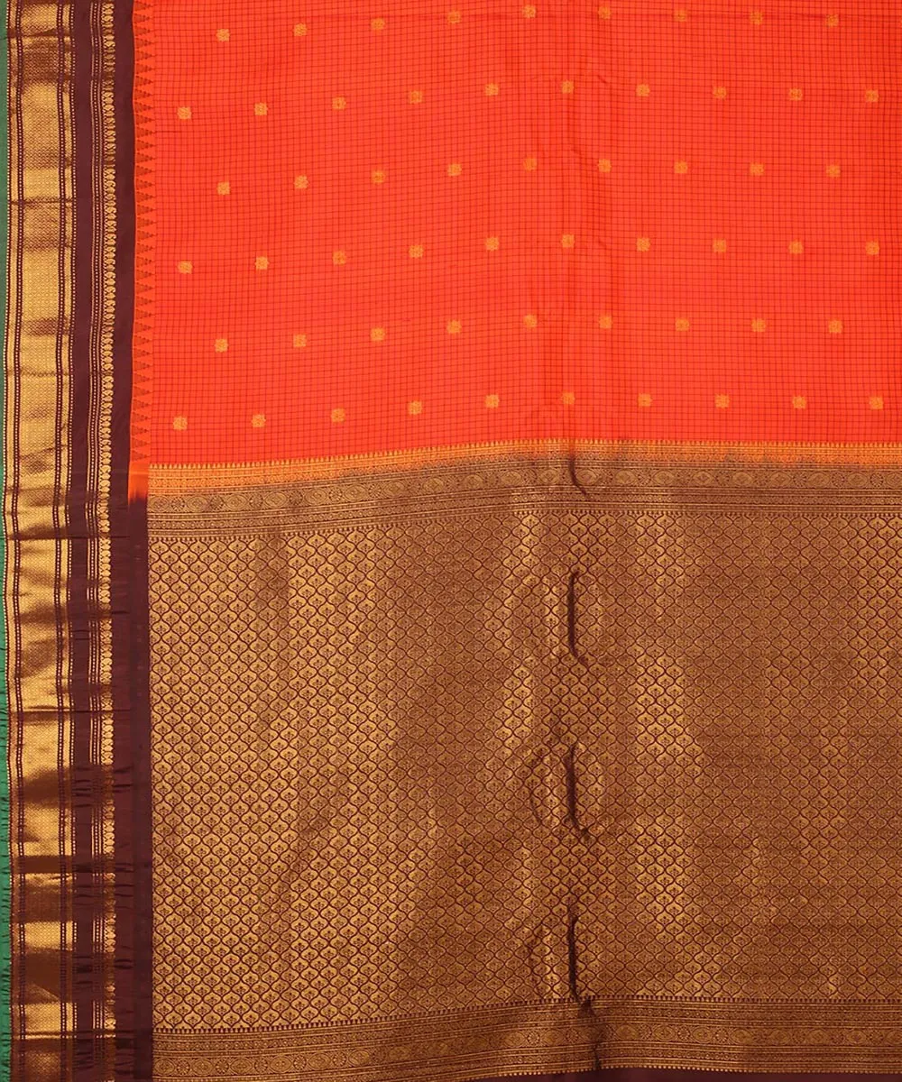 Red dark blue handwoven gadwal silk saree