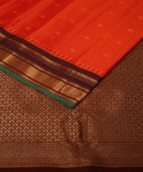 Red dark blue handwoven gadwal silk saree