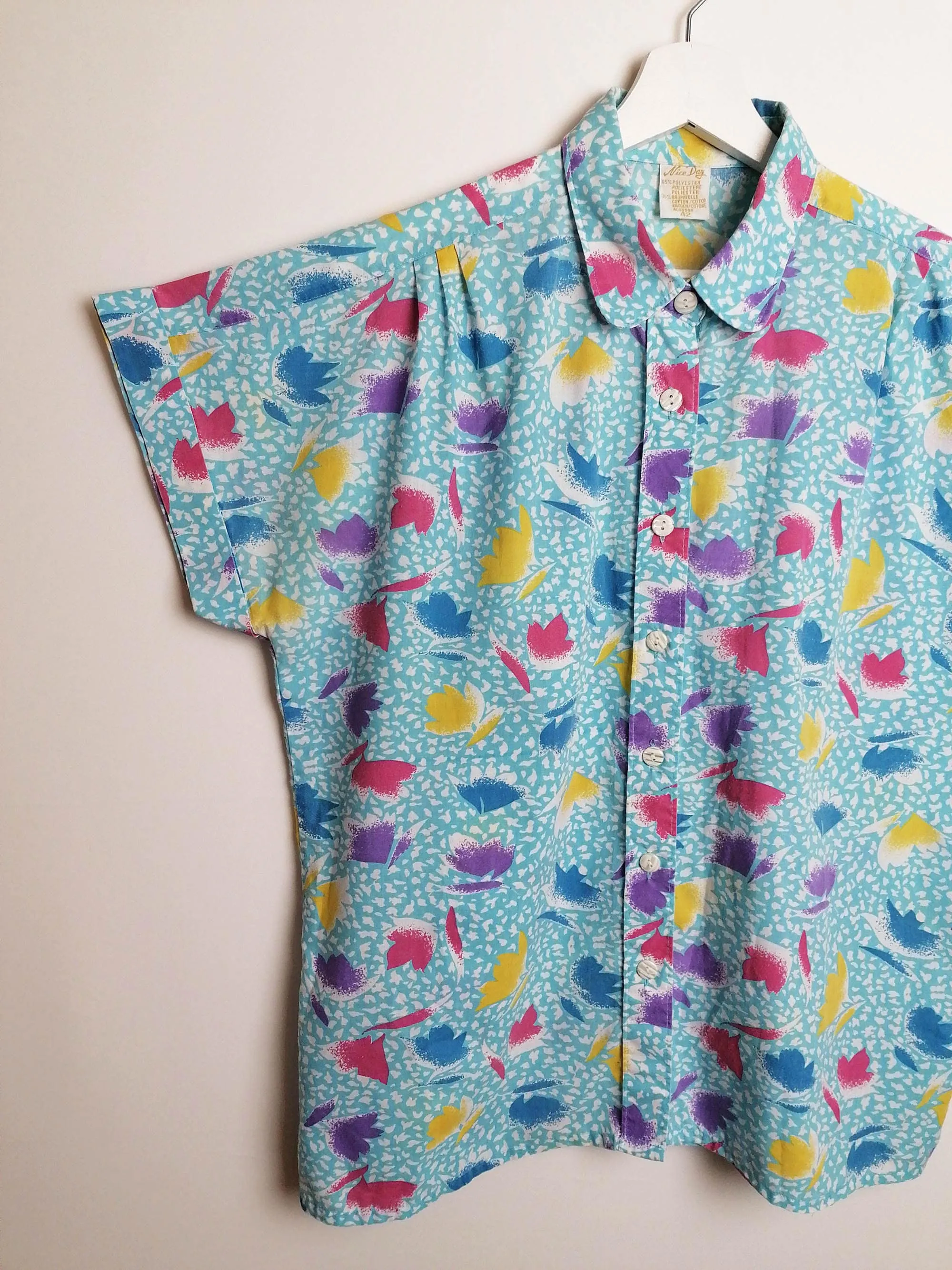 Retro Boxy Shirt Blouse - size M -L / 42